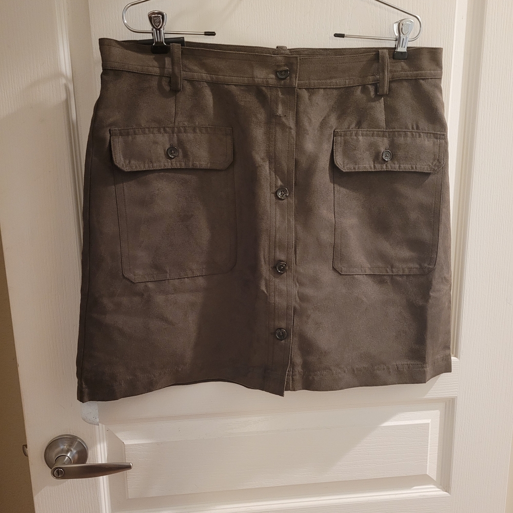 Banana Republic Olive Button-Front Mini Skirt